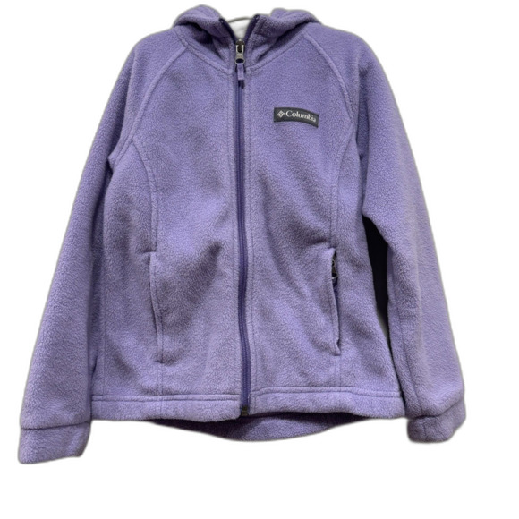 Columbia Fleece Jacket Hooded Purple Zip Up Sweater Warm Layering Kids sz XS - Picture 1 of 6